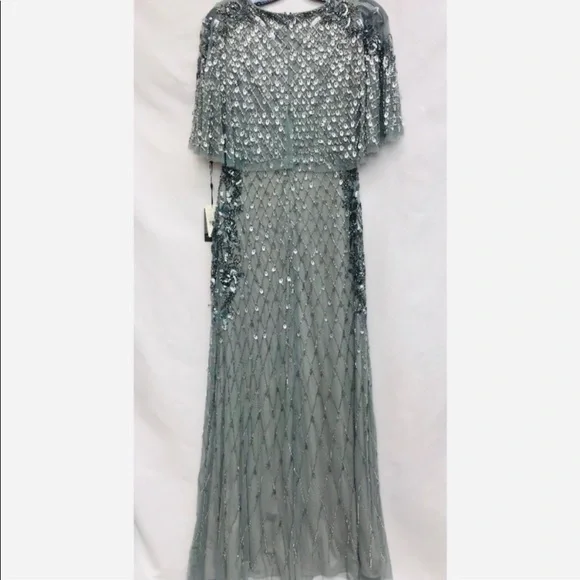 Brand new Adrianna Papell embroidered capelet gown